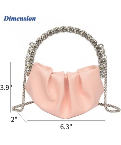 Rhinestone Clutch Purse Pleated Evening Bag Faux Leather Handbag Women Crossbody Bag for Formal Party Prom Hobo Bag Pink $12....