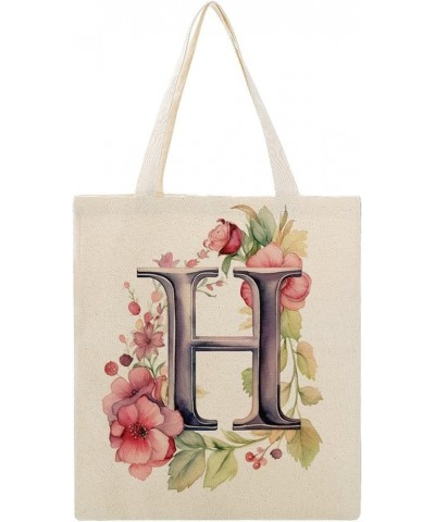 Tote Bag Letter F Monogram Letter Watercolor Shoulder Bags Floral Monogram Letter Custom Canvas Tote Shopping Bag Totebag-19 ...