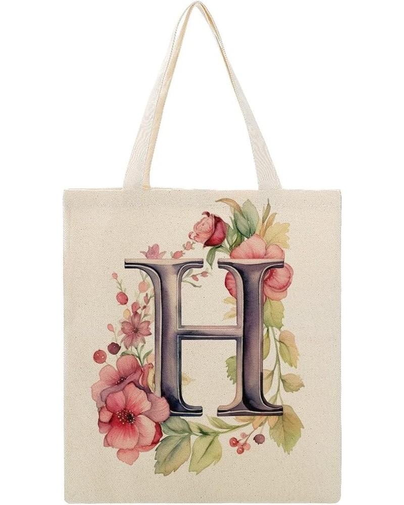 Tote Bag Letter F Monogram Letter Watercolor Shoulder Bags Floral Monogram Letter Custom Canvas Tote Shopping Bag Totebag-19 ...