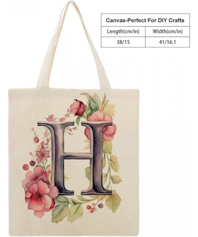 Tote Bag Letter F Monogram Letter Watercolor Shoulder Bags Floral Monogram Letter Custom Canvas Tote Shopping Bag Totebag-19 ...