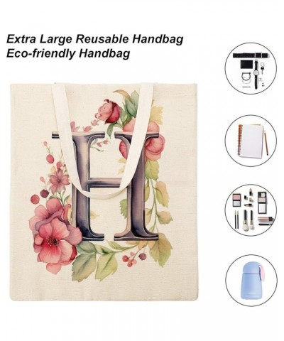 Tote Bag Letter F Monogram Letter Watercolor Shoulder Bags Floral Monogram Letter Custom Canvas Tote Shopping Bag Totebag-19 ...