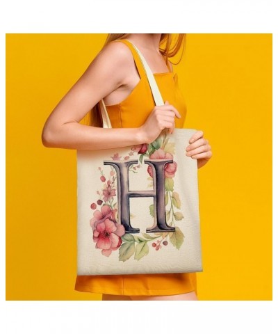 Tote Bag Letter F Monogram Letter Watercolor Shoulder Bags Floral Monogram Letter Custom Canvas Tote Shopping Bag Totebag-19 ...