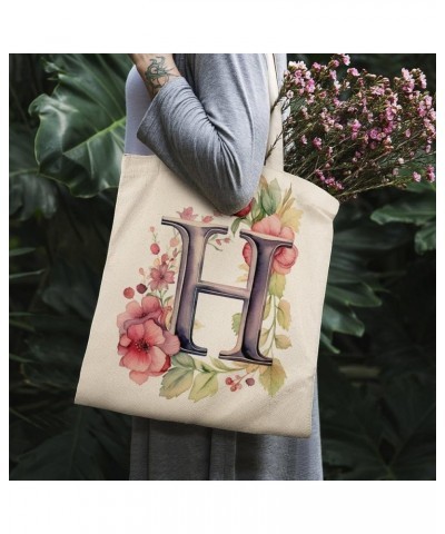 Tote Bag Letter F Monogram Letter Watercolor Shoulder Bags Floral Monogram Letter Custom Canvas Tote Shopping Bag Totebag-19 ...