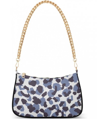 Leopard Pattern Blue Shoulder Bag for Women Hobo Bags Small Chain Shoulder Bags Clutch Handbag Tote Crossbody Bag Purse with ...