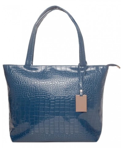 Womens Crocodile Large Tote Handbag Purse Shoulder Bag Travel Satchel Handbag Blue $16.51 Totes