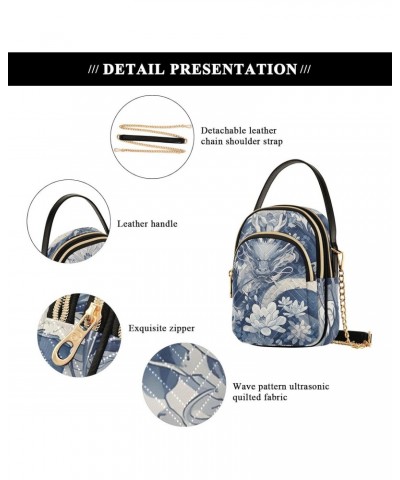 Women's Crossbody Handbags Clutch Phone Purse Blue Dragons Stylish Shoulder Bag with Detachable Chain Strap $15.59 Shoulder Bags