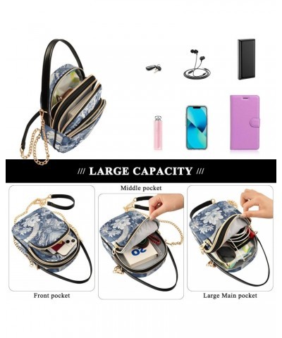 Women's Crossbody Handbags Clutch Phone Purse Blue Dragons Stylish Shoulder Bag with Detachable Chain Strap $15.59 Shoulder Bags