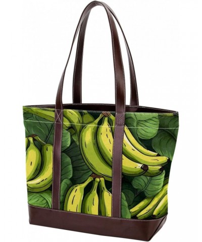 Banana Canvas Leather Mix Handbag - 13.3x4.7x12.2in - Stylish and Spacious Shoulder Tote with Durable Material - Ideal for Ev...