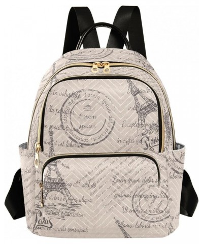 Retro Eiffel Tower Stamp Casual Fashion Polyester Travel Rucksack Shoulder Bag Color Medium $19.60 Backpacks