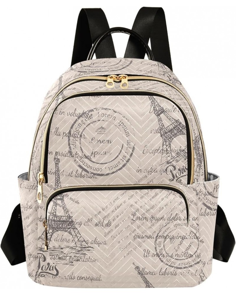 Retro Eiffel Tower Stamp Casual Fashion Polyester Travel Rucksack Shoulder Bag Color Medium $19.60 Backpacks