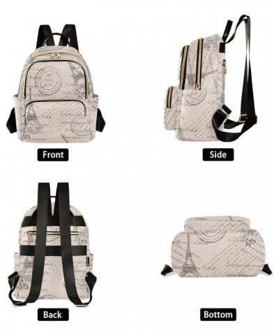 Retro Eiffel Tower Stamp Casual Fashion Polyester Travel Rucksack Shoulder Bag Color Medium $19.60 Backpacks