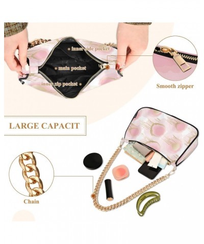 Pink Gold Feather Dot Shoulder Bags for Women Small Handbags Mini Clutch Purse $14.10 Shoulder Bags