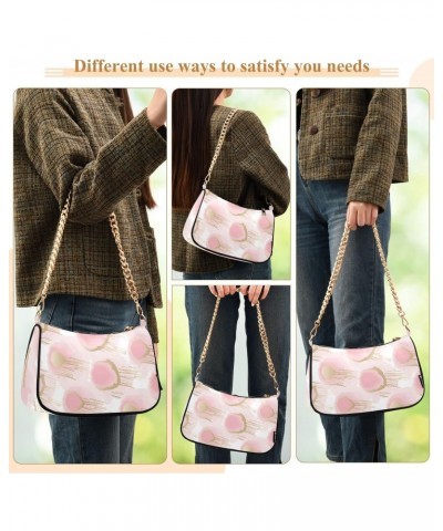 Pink Gold Feather Dot Shoulder Bags for Women Small Handbags Mini Clutch Purse $14.10 Shoulder Bags