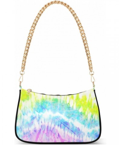 Rainbow Tie Dye Shoulder Bag for Women Chain Handbags Womens Tote Clutch Purses with Zipper $12.90 Shoulder Bags