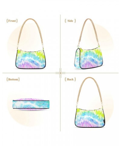 Rainbow Tie Dye Shoulder Bag for Women Chain Handbags Womens Tote Clutch Purses with Zipper $12.90 Shoulder Bags