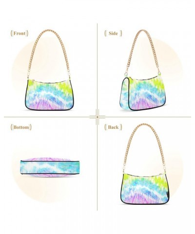 Rainbow Tie Dye Shoulder Bag for Women Chain Handbags Womens Tote Clutch Purses with Zipper $12.90 Shoulder Bags