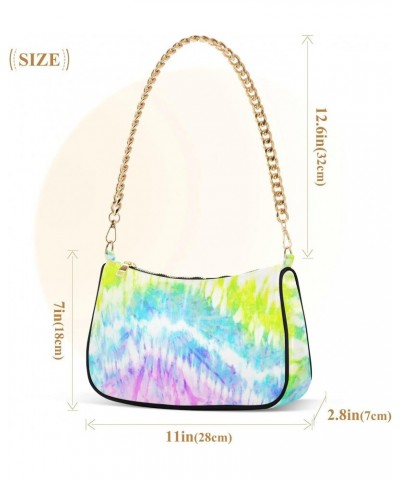 Rainbow Tie Dye Shoulder Bag for Women Chain Handbags Womens Tote Clutch Purses with Zipper $12.90 Shoulder Bags