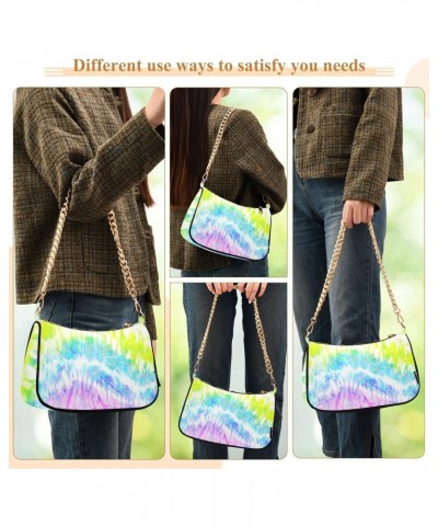 Rainbow Tie Dye Shoulder Bag for Women Chain Handbags Womens Tote Clutch Purses with Zipper $12.90 Shoulder Bags