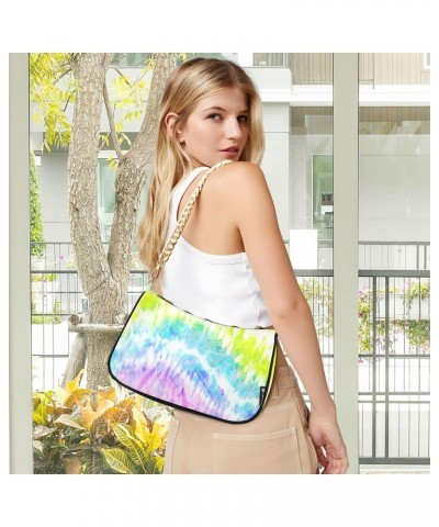 Rainbow Tie Dye Shoulder Bag for Women Chain Handbags Womens Tote Clutch Purses with Zipper $12.90 Shoulder Bags