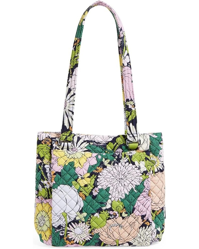 Women's Cotton Multi-Compartment Shoulder Satchel Purse Bloom Boom - Recycled Cotton $47.78 Satchels