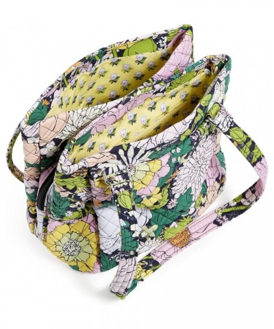 Women's Cotton Multi-Compartment Shoulder Satchel Purse Bloom Boom - Recycled Cotton $47.78 Satchels