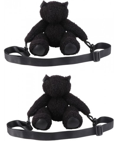 2 Pcs Plush Victory Bear Bag Doll Cotton Plush Bag Woman Black Ax2pcs $15.90 Crossbody Bags