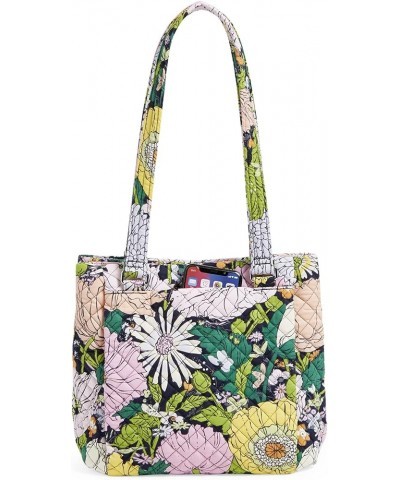 Women's Cotton Multi-Compartment Shoulder Satchel Purse Bloom Boom - Recycled Cotton $47.78 Satchels