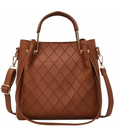 Women's Hobo Bag Fashion Plaid Shoulder Bag Vegan Leather Tote Handbag Hobo Purse Large Satchel Brown $21.14 Totes