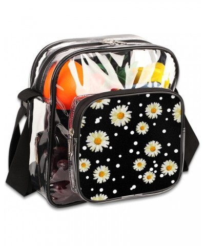 Clear Crossbody Bag Dots Flowers Watercolor Stadiums Approved Clear Messenger Shoulder Bag with Adjustable Strap for Work, Tr...