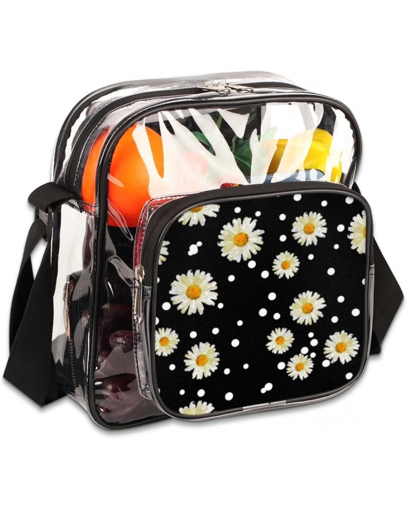 Clear Crossbody Bag Dots Flowers Watercolor Stadiums Approved Clear Messenger Shoulder Bag with Adjustable Strap for Work, Tr...