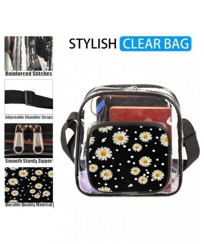 Clear Crossbody Bag Dots Flowers Watercolor Stadiums Approved Clear Messenger Shoulder Bag with Adjustable Strap for Work, Tr...