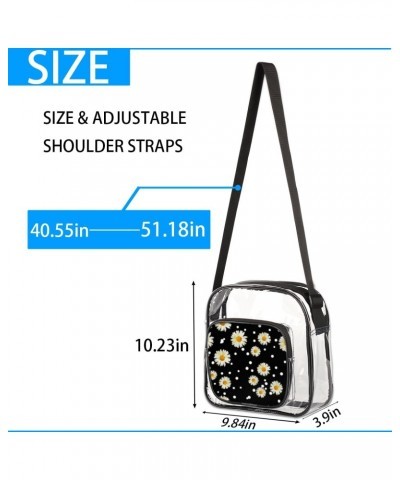 Clear Crossbody Bag Dots Flowers Watercolor Stadiums Approved Clear Messenger Shoulder Bag with Adjustable Strap for Work, Tr...