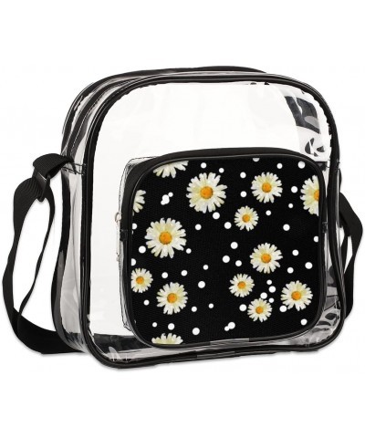 Clear Crossbody Bag Dots Flowers Watercolor Stadiums Approved Clear Messenger Shoulder Bag with Adjustable Strap for Work, Tr...