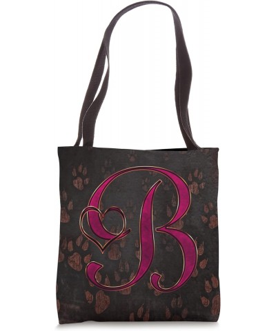 Paw Print Letter B Rose Pet Dog Cat Animal Heart Love Name Tote Bag $12.89 Totes