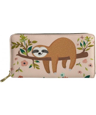 Long Wallets For Women With Zipper Leather Wallet Phone Case Cute Galaxy 3D Print Clutch Purse Sloth 3d Printing -15 $10.12 W...