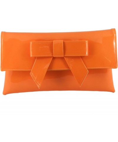 Womens Cute Patent Faux Leather Clutch bag/Shoulder Bag Orange $26.00 Clutches