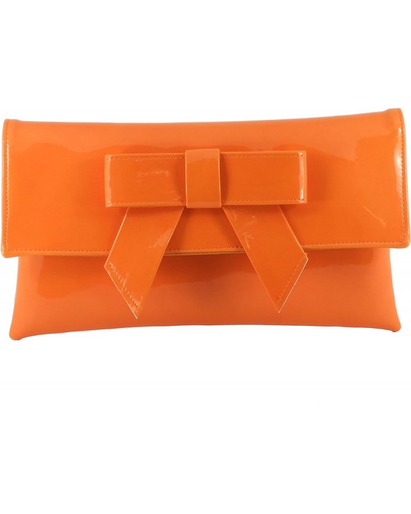 Womens Cute Patent Faux Leather Clutch bag/Shoulder Bag Orange $26.00 Clutches