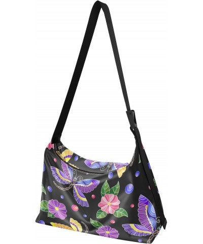 Cross Body Purses Colorful Dragonflies Flowers Girls Sling Bag Beauty Womens Crossbody Tote Bag $16.17 Totes