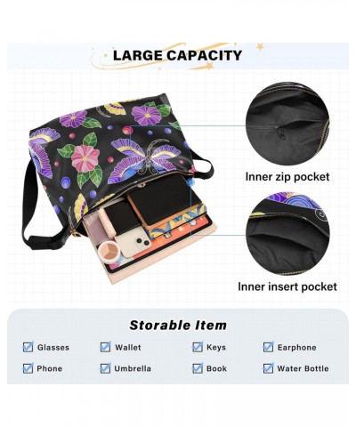 Cross Body Purses Colorful Dragonflies Flowers Girls Sling Bag Beauty Womens Crossbody Tote Bag $16.17 Totes