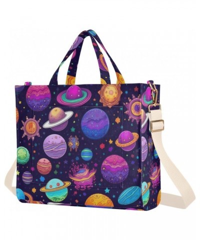 Cute Planets Corduroy Women Tote Bag, Handbag Purse with Detachable Strap Small Size $13.27 Crossbody Bags