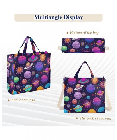 Cute Planets Corduroy Women Tote Bag, Handbag Purse with Detachable Strap Small Size $13.27 Crossbody Bags