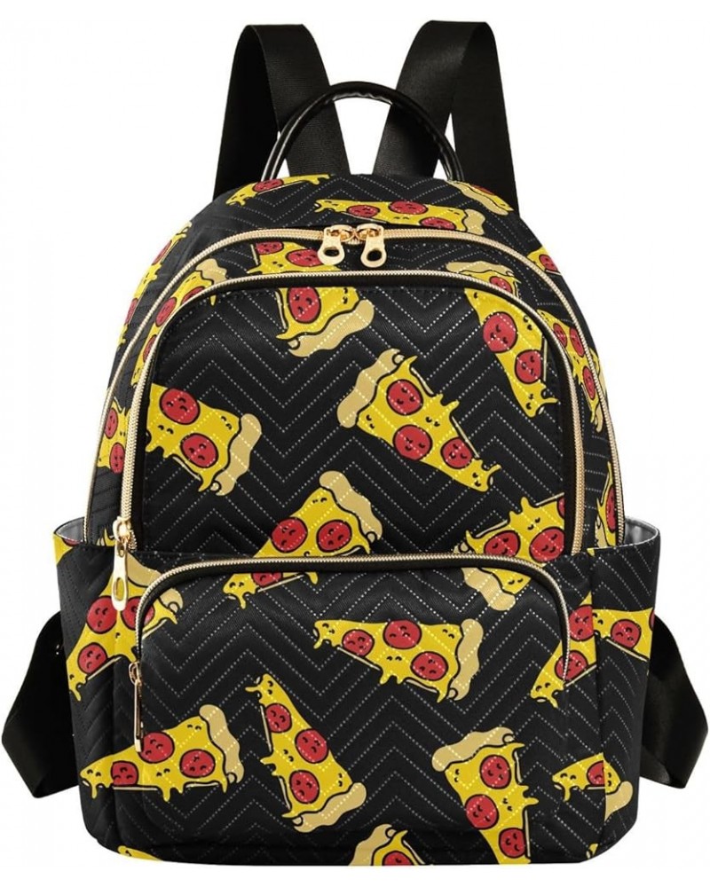 Women's Medium Fashion Backpack Cartoon Pizzas Print Ladies Travel Daypack Aesthetic Shoulder Bag 11.4×6.1×14.1 IN $21.59 Bac...