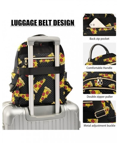 Women's Medium Fashion Backpack Cartoon Pizzas Print Ladies Travel Daypack Aesthetic Shoulder Bag 11.4×6.1×14.1 IN $21.59 Bac...