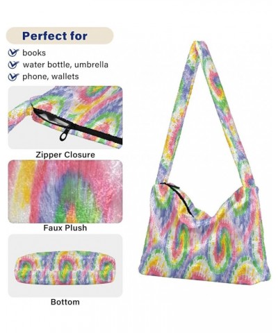 Floral Printed Colorful Women Designers Hobo Bags, Fuzzy Tote Women Shoulder Handbag Hippie Tie Dye Swirl Spiral $9.66 Totes