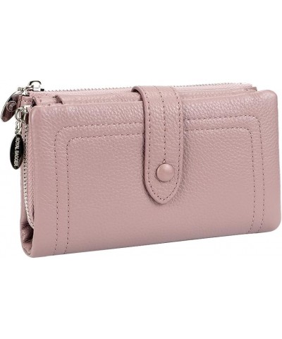 Trendy Multiple Slot Card Holder Wallet for Women, Vintage Leather Trifold Simple Coin Purse (Purple Red) Pink $15.50 Wallets