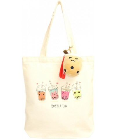 Boba Milk Tea Lover Bag Canvas Bubble Tea Tote Bag Gift for Boba Lovers Boba Bag + Squint Eyes Keychain $11.79 Totes