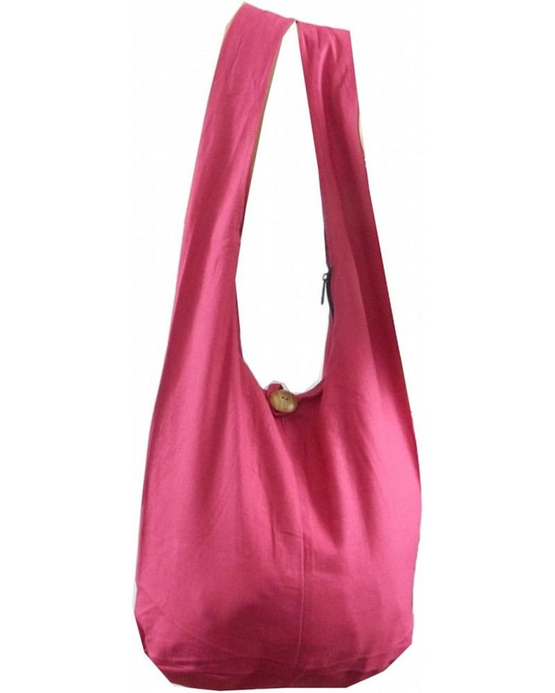 BTP! Thai Monk Buddha Cotton Sling Crossbody Messenger Bag Purse Hippie Hobo Pink Medium M12 $13.32 Crossbody Bags