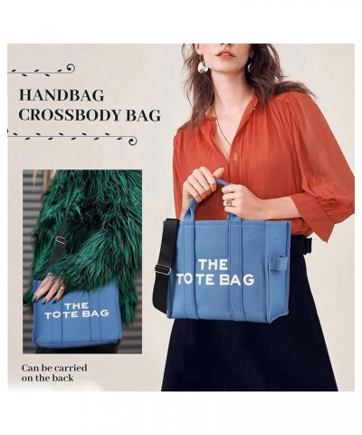 Canvas Tote Bag Travel Tote Bags Shoulder Bag Hobo Crossbody Handbag Women Tote Bag Purse Canvas_blue $17.04 Totes