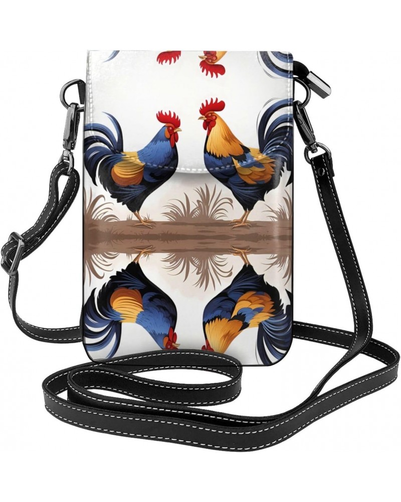 women leather Cell Phone Purse French Roosters picture Soft, durable and waterproof PU leather Convenient for daily use and t...