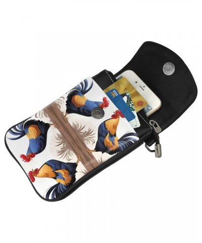 women leather Cell Phone Purse French Roosters picture Soft, durable and waterproof PU leather Convenient for daily use and t...